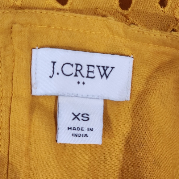 JCrew Women’s Mustard Yellow Eyelet Puff Sleeve Top Size XSmall - Picture 6 of 7
